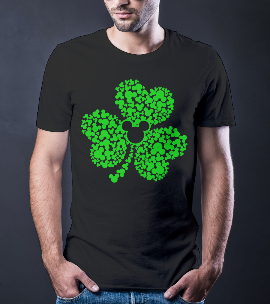 SHAMROCK Mouse Icon Themed St. Patrick's Day Green Flowers T-Shirt