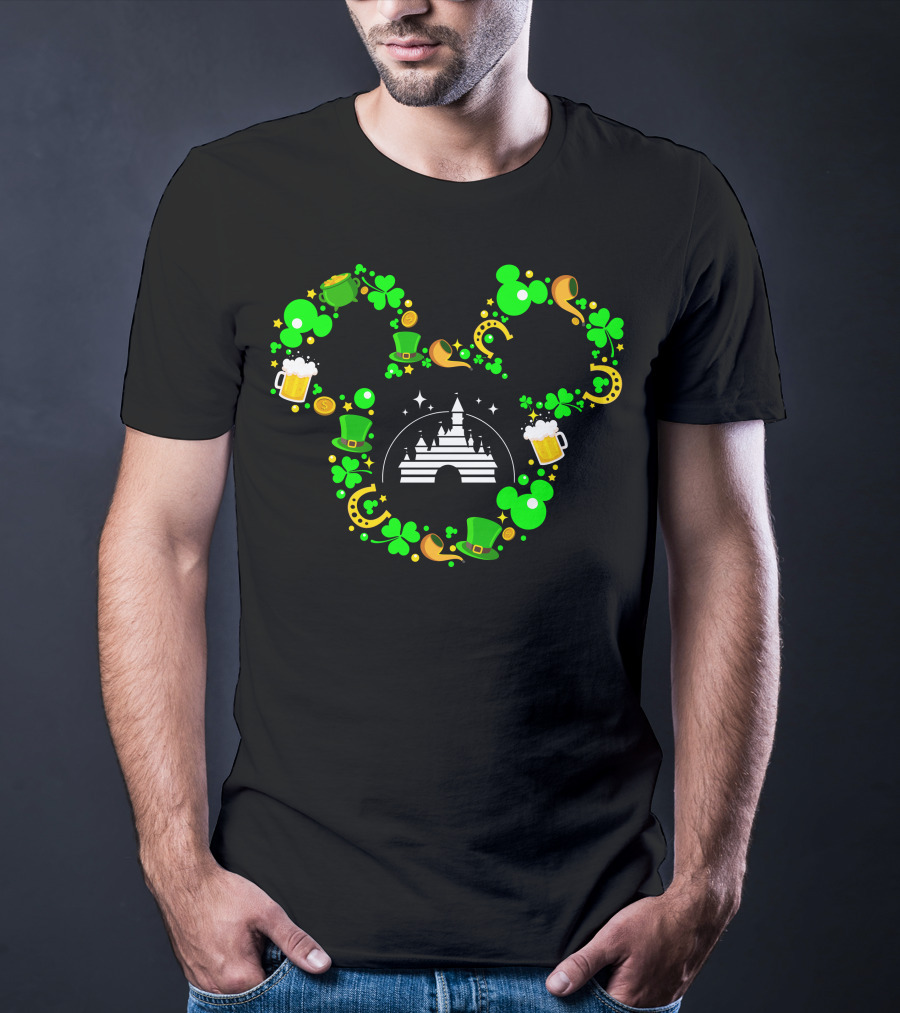 Mickey Mouse St. Patrick's Day Castle Shamrocks And Beer T-Shirt