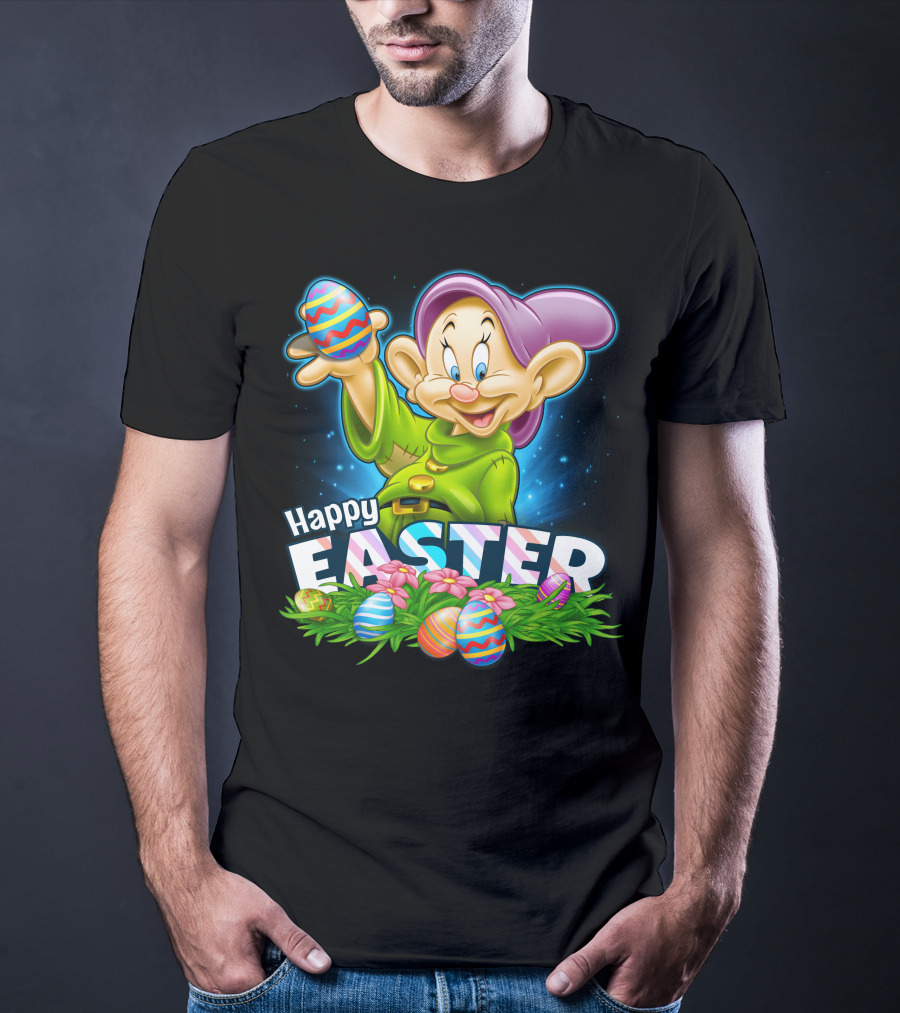 Dopey Happy Easter Colorful Eggs And Flowers T-Shirt