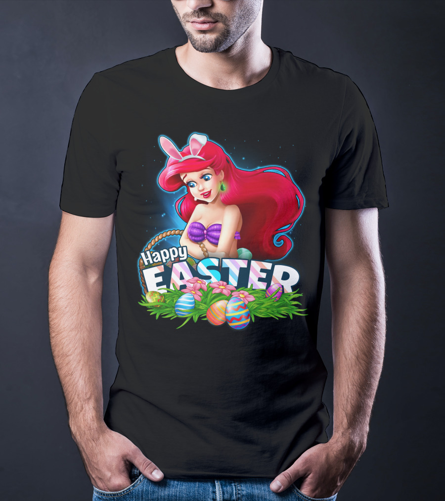 Happy Easter Ariel With Easter Eggs And Bunny Ears T-Shirt