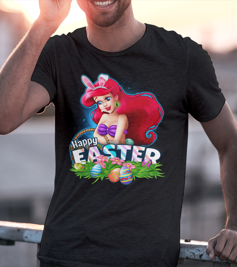 Happy Easter Ariel With Easter Eggs And Bunny Ears T-Shirt