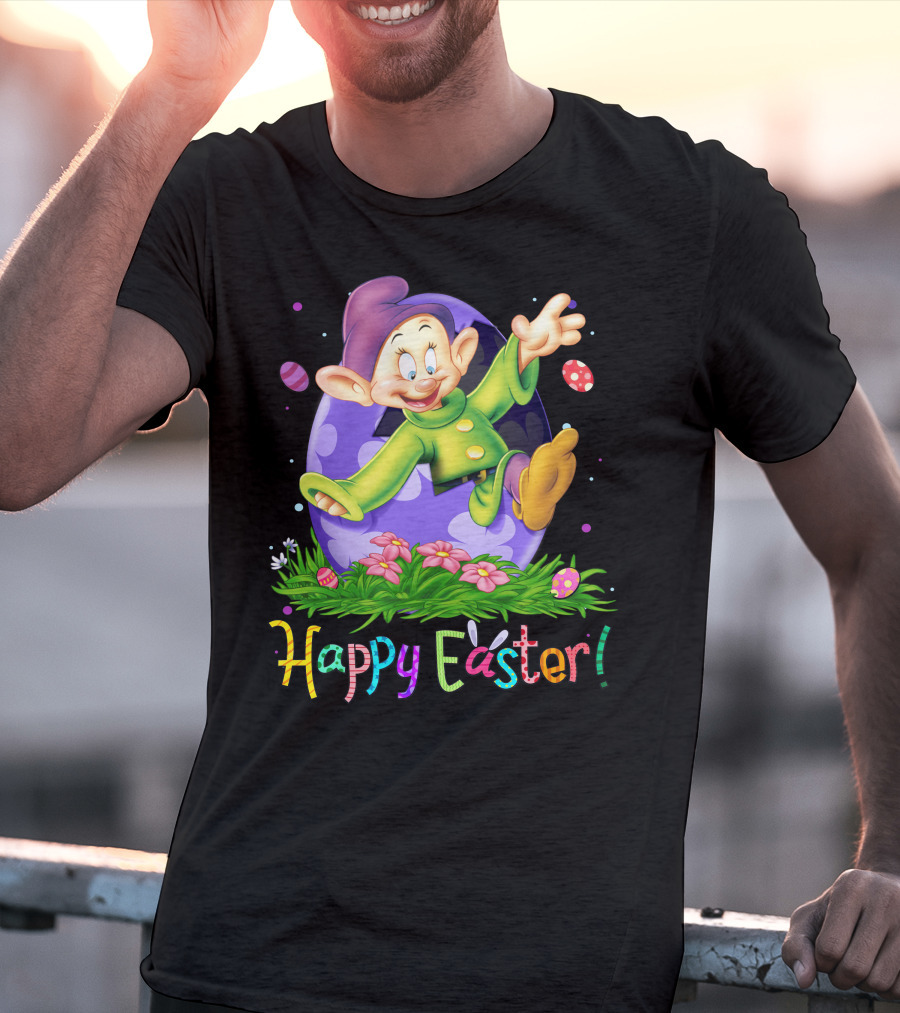 Happy Easter Dopey Disney Seven Dwarfs Purple Egg Celebration T-Shirt