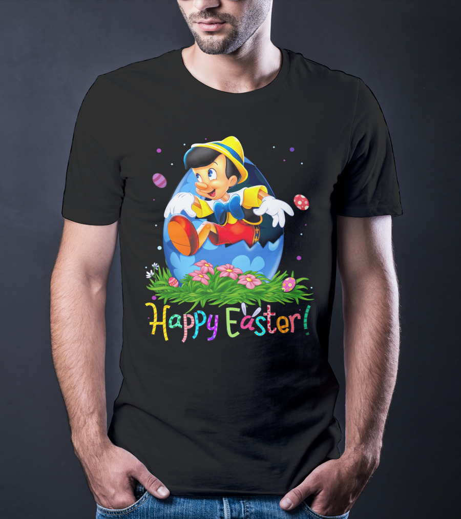 Happy Easter Pinocchio Egg And Flowers T-Shirt