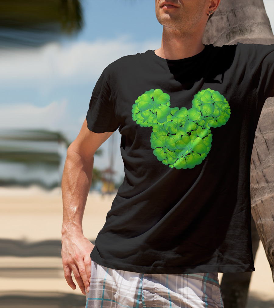 Mickey Shamrocks Green Clover Minnie Ears St. Patrick's Day T-Shirt