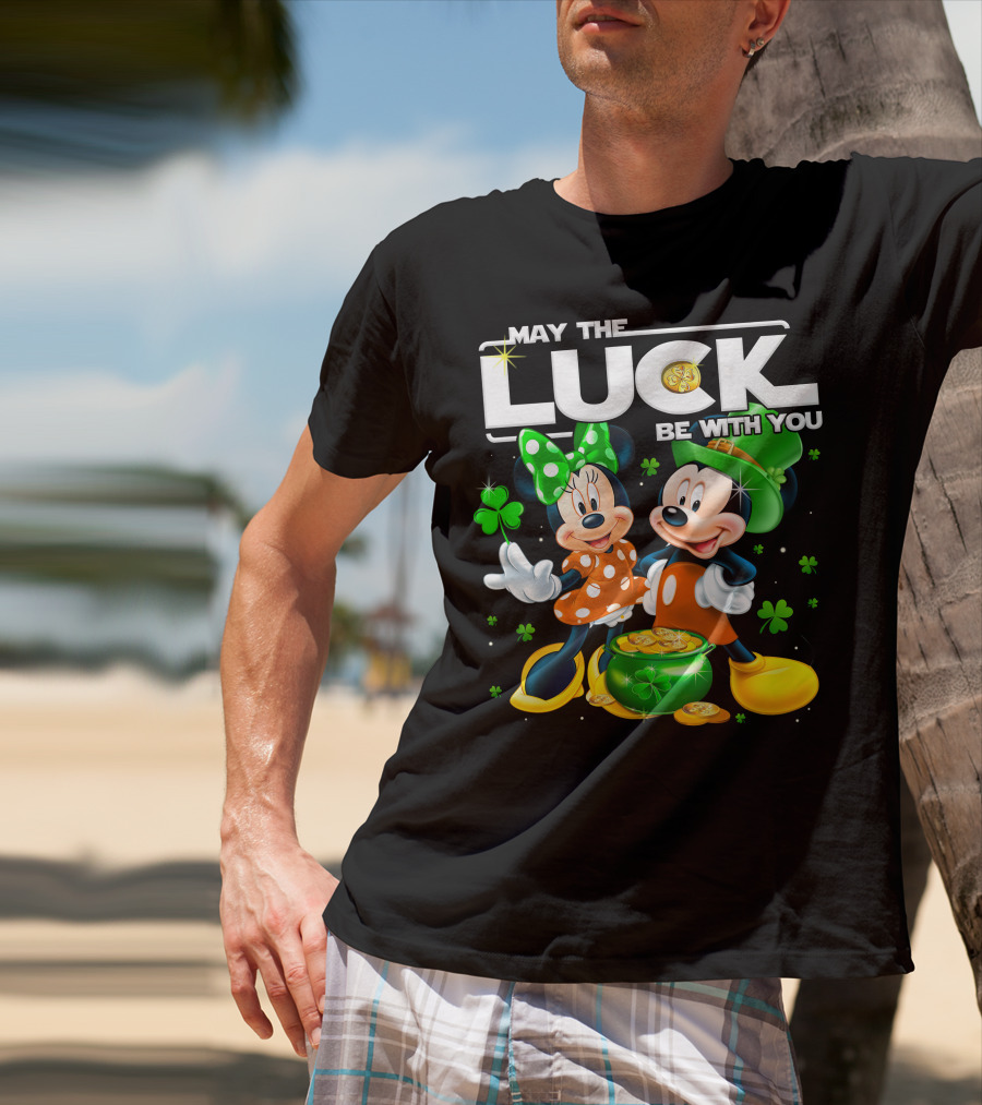 May The Luck Be With You Mickey And Minnie St. Patrick's Theme T-Shirt