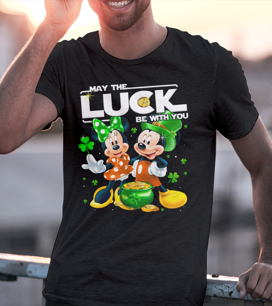 May The Luck Be With You Mickey And Minnie St. Patrick's Theme T-Shirt