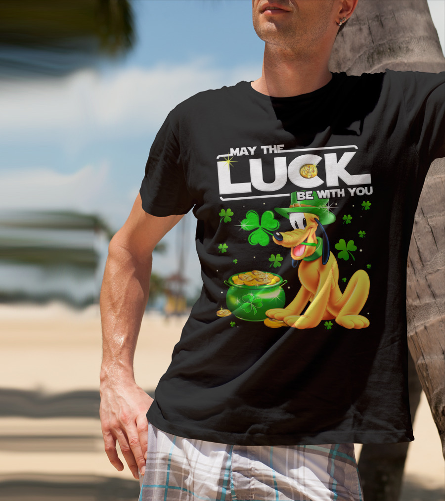 May The Luck Be With You Pluto Shamrock Coins Green Hat T-Shirt
