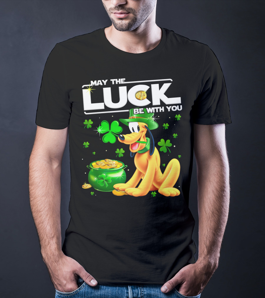 May The Luck Be With You Pluto Shamrock Coins Green Hat T-Shirt