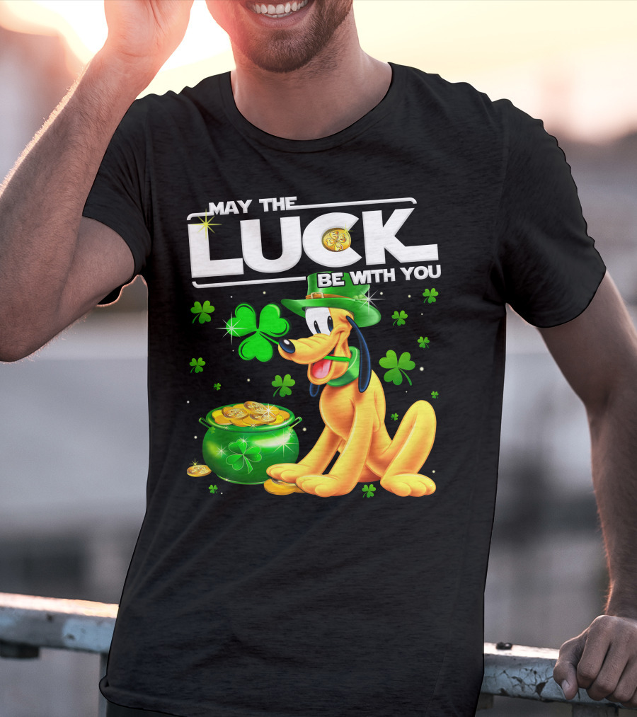 May The Luck Be With You Pluto Shamrock Coins Green Hat T-Shirt