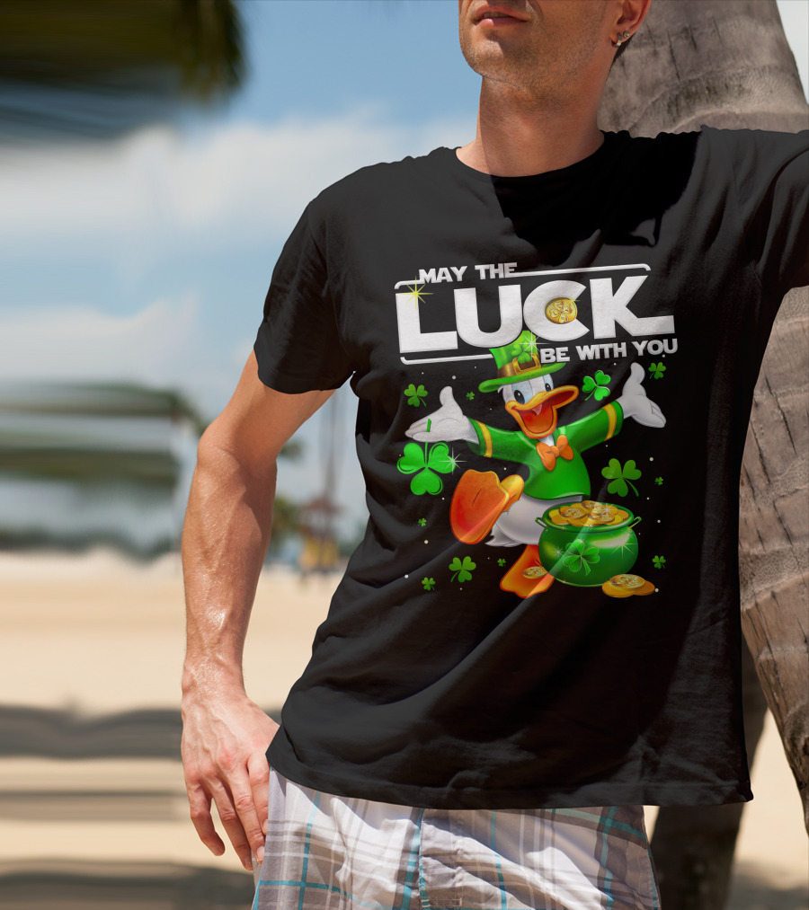 Donald May The Luck Be With You St. Patrick's Day Leprechaun Duck With Pot Of Gold T-Shirt