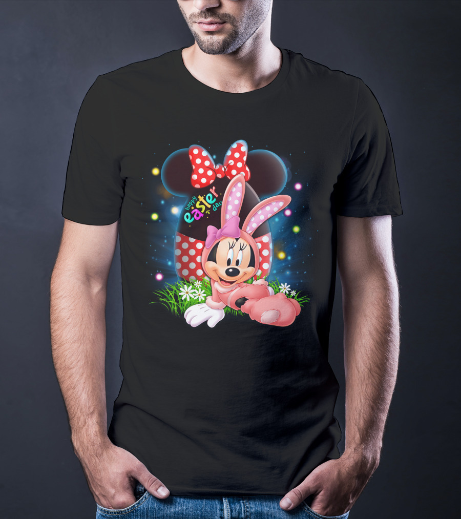 Minnie Mouse Happy Easter Day Polka Dot Bunny Ears T-Shirt