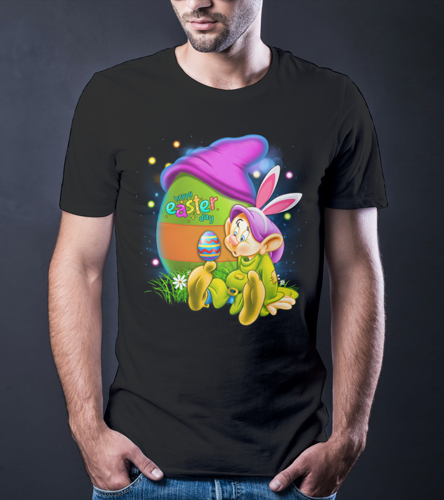 Happy Easter Day Dopey With Colorful Egg And Bunny Ears T-Shirt