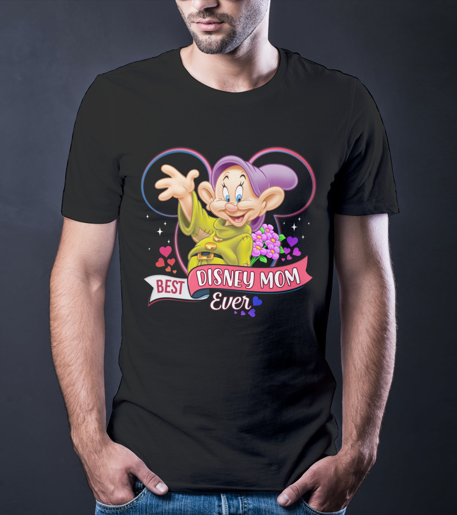 Best Disney Mom Ever Dopey Mickey Icon Hearts Flowers T-Shirt