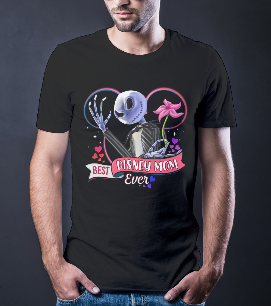 Best Disney Mom Ever Jack Skellington Heart Flower T-Shirt