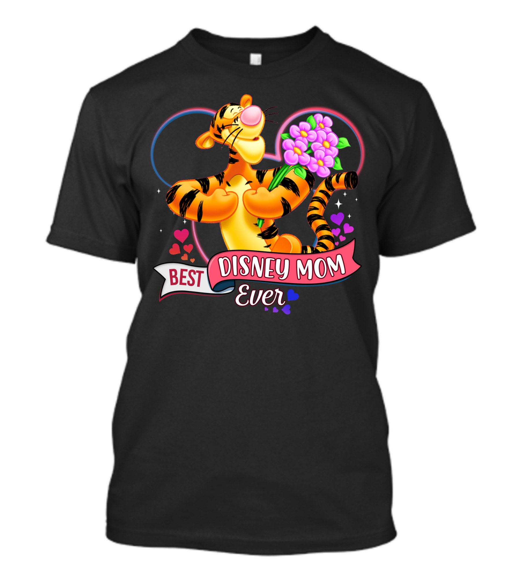 Best Disney Mom Ever Tigger Holding Flowers With Hearts And Stars T-Shirt