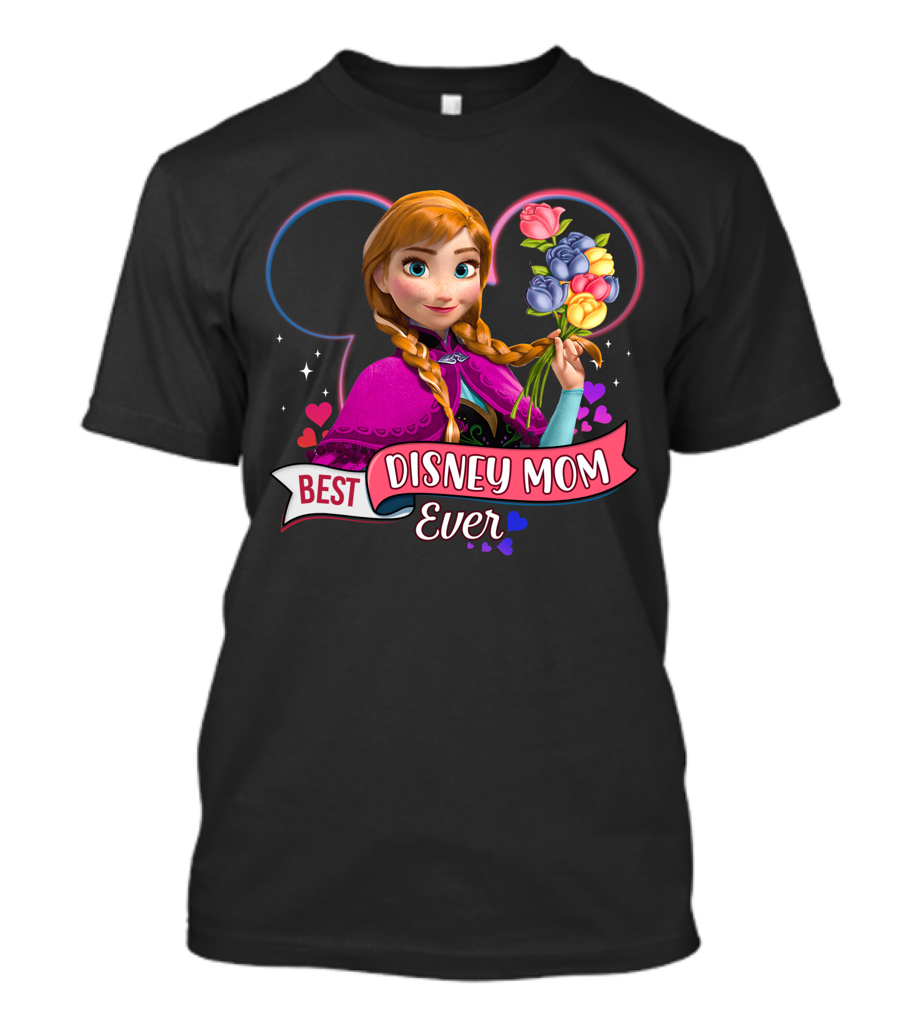 Best Disney Mom Ever Anna With Flowers And Hearts T-Shirt