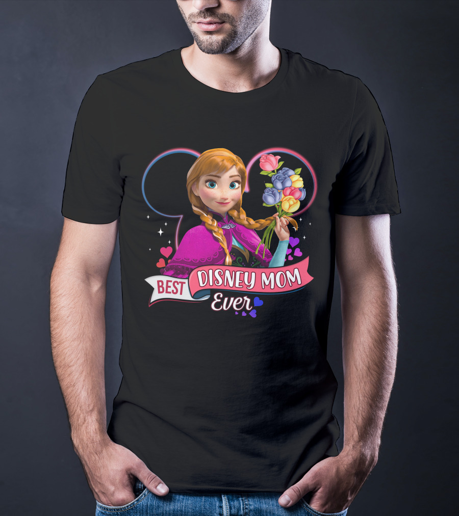 Best Disney Mom Ever Anna With Flowers And Hearts T-Shirt