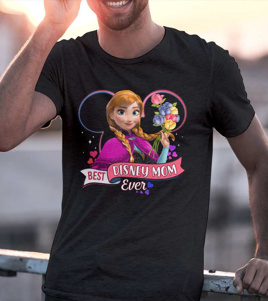 Best Disney Mom Ever Anna With Flowers And Hearts T-Shirt