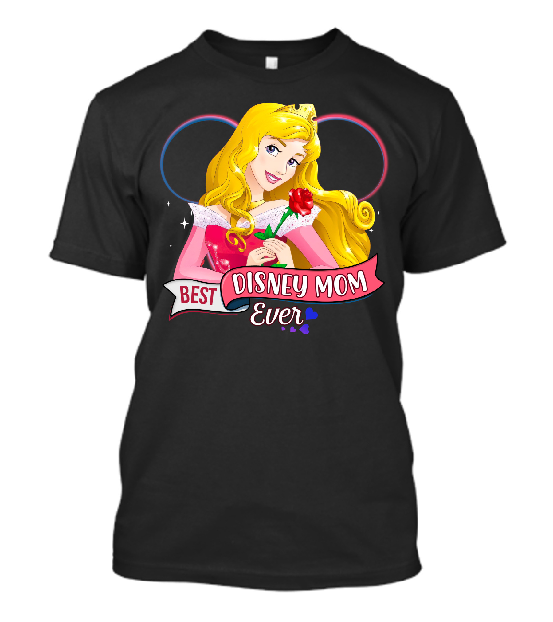 Best Disney Mom Ever Aurora Princess Holding Red Rose T-Shirt