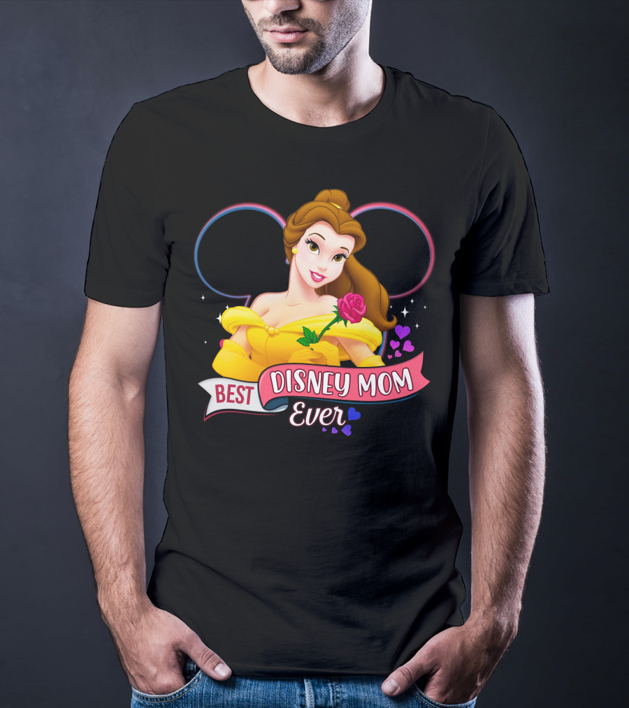 Best Disney Mom Ever Belle With Hearts And Rose T-Shirt