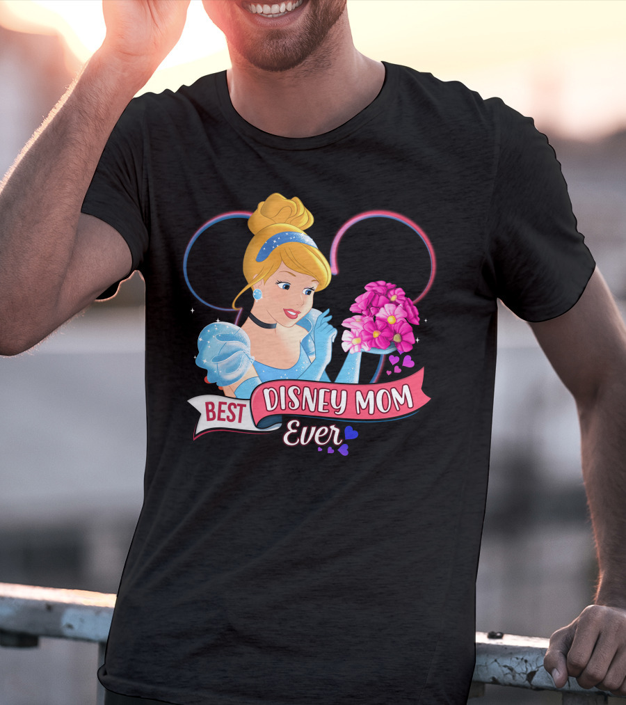 Best Disney Mom Ever Cinderella Flowers Hearts T-Shirt