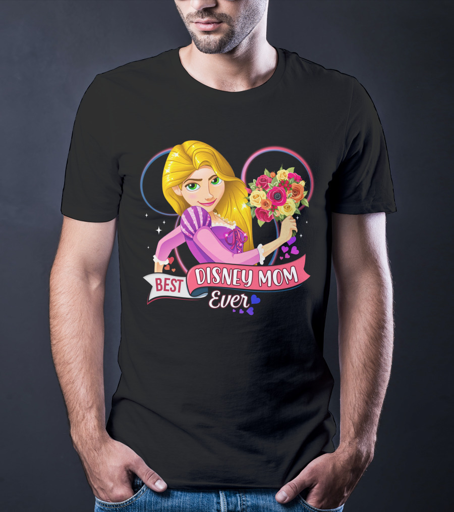 Best Disney Mom Ever Disney Rapunzel Holding Bouquet T-Shirt