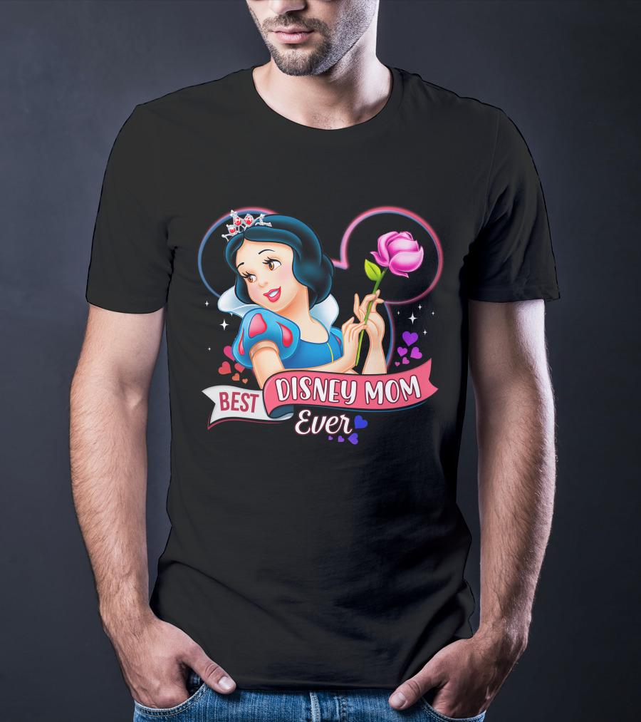 Best Disney Mom Ever Snow White Princess With Rose And Crown T-Shirt