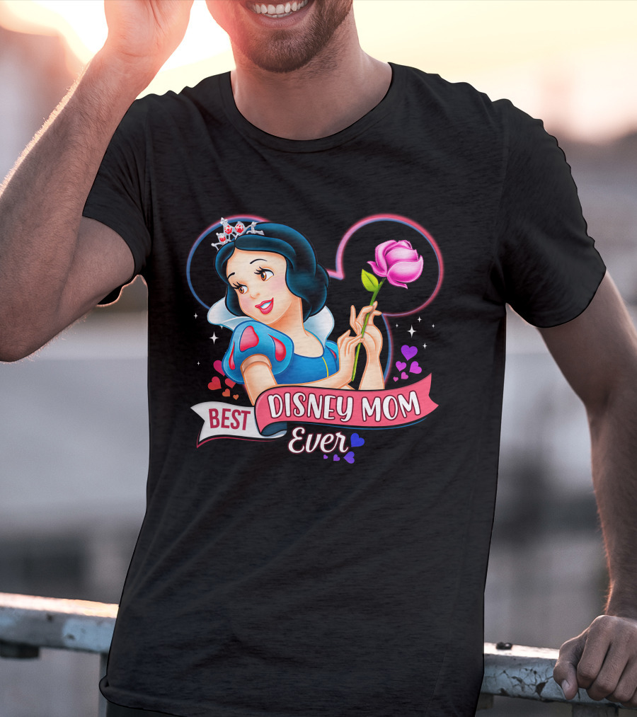 Best Disney Mom Ever Snow White Princess With Rose And Crown T-Shirt