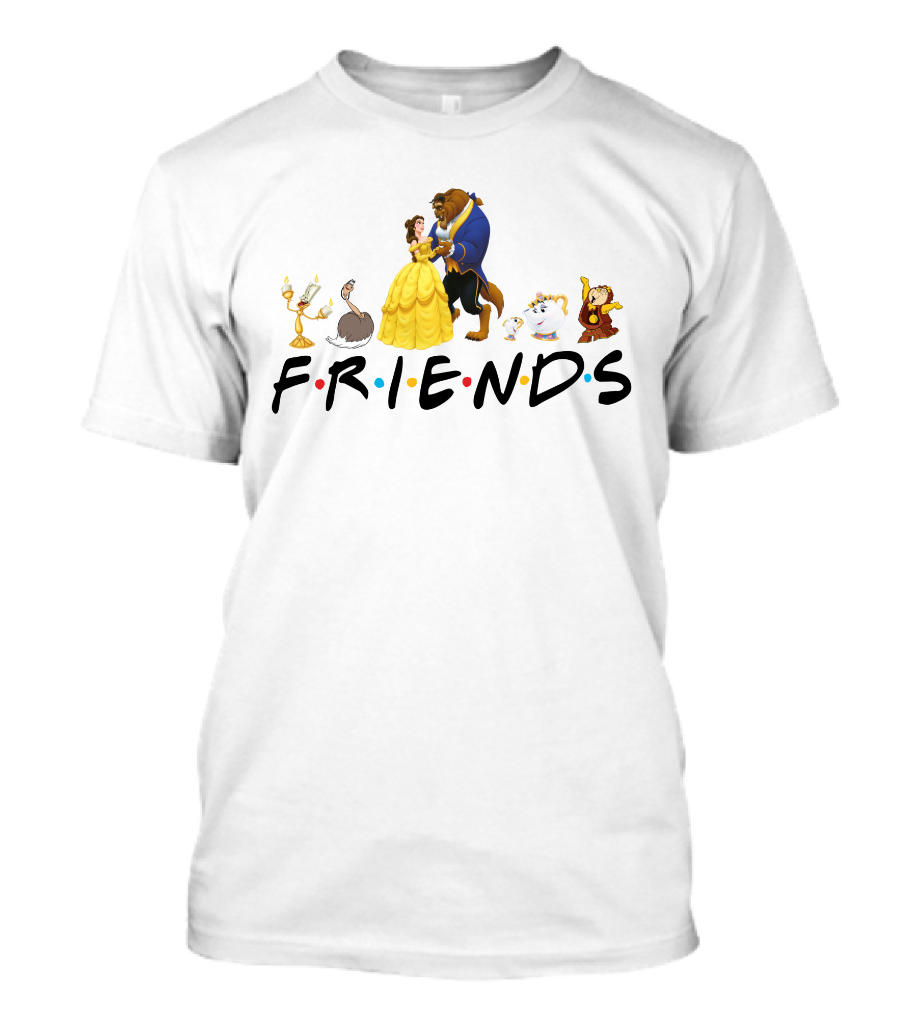 Beauty And The Beast Cast With Friends Logo Style T-Shirt