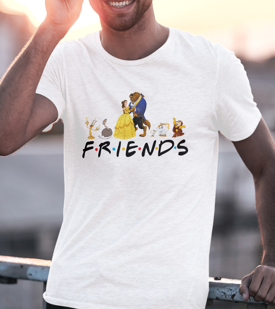 Beauty And The Beast Cast With Friends Logo Style T-Shirt