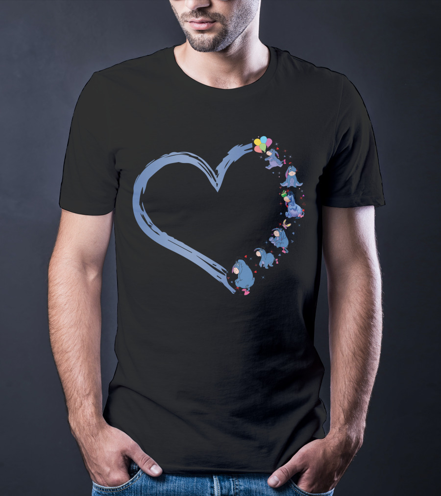 Eeyore Heart With Balloons And Stars T-Shirt