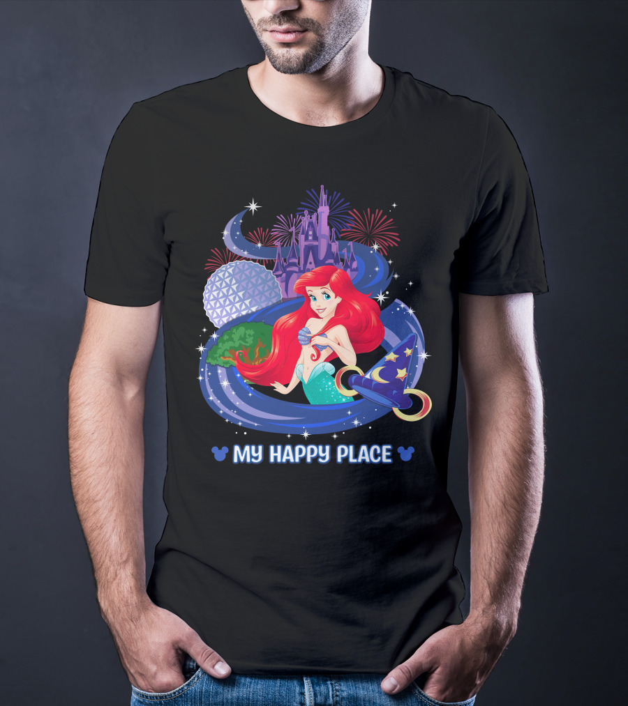 My Happy Place Ariel Epcot Magic Kingdom Fireworks Disney T-Shirt