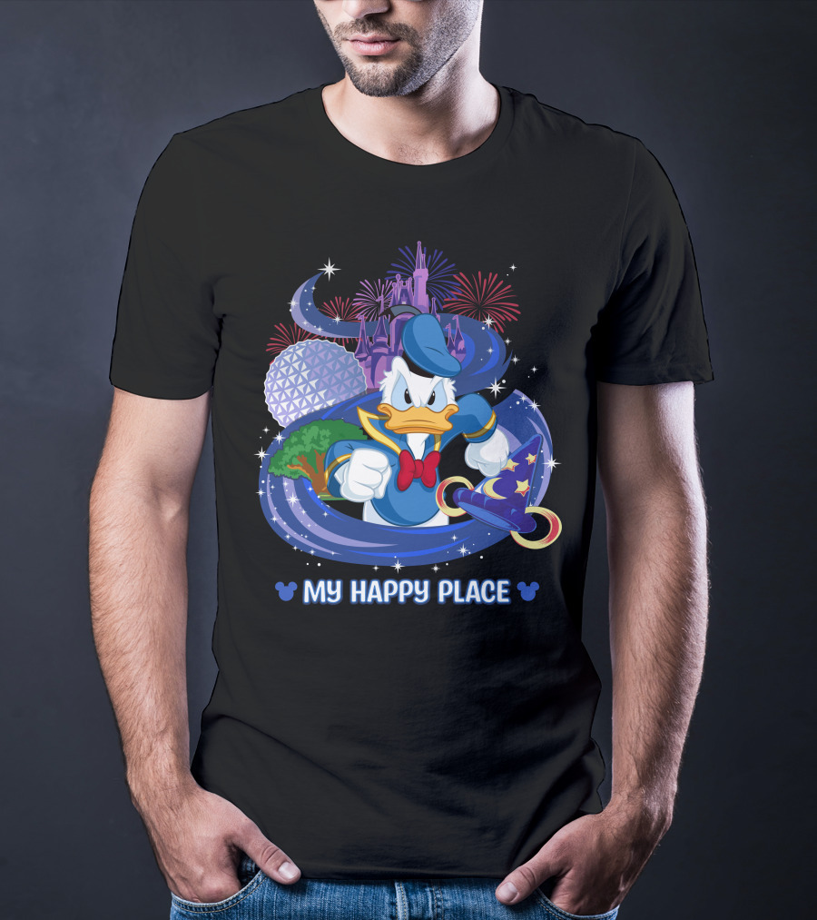 My Happy Place Donald Duck Disney Magic And Fireworks T-Shirt
