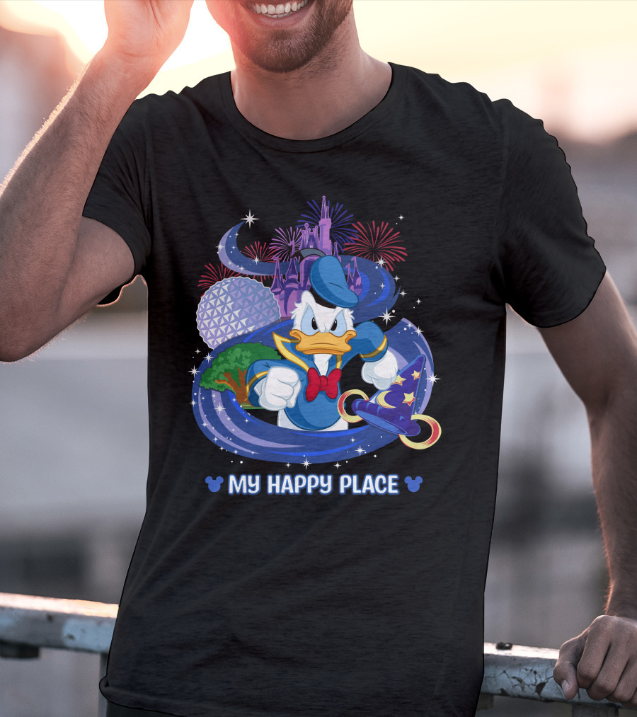 My Happy Place Donald Duck Disney Magic And Fireworks T-Shirt