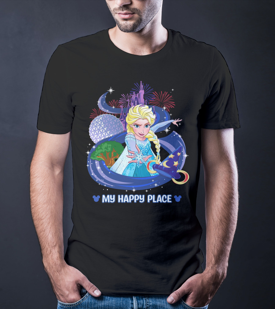 Elsa My Happy Place Fireworks And Magic Castle T-Shirt