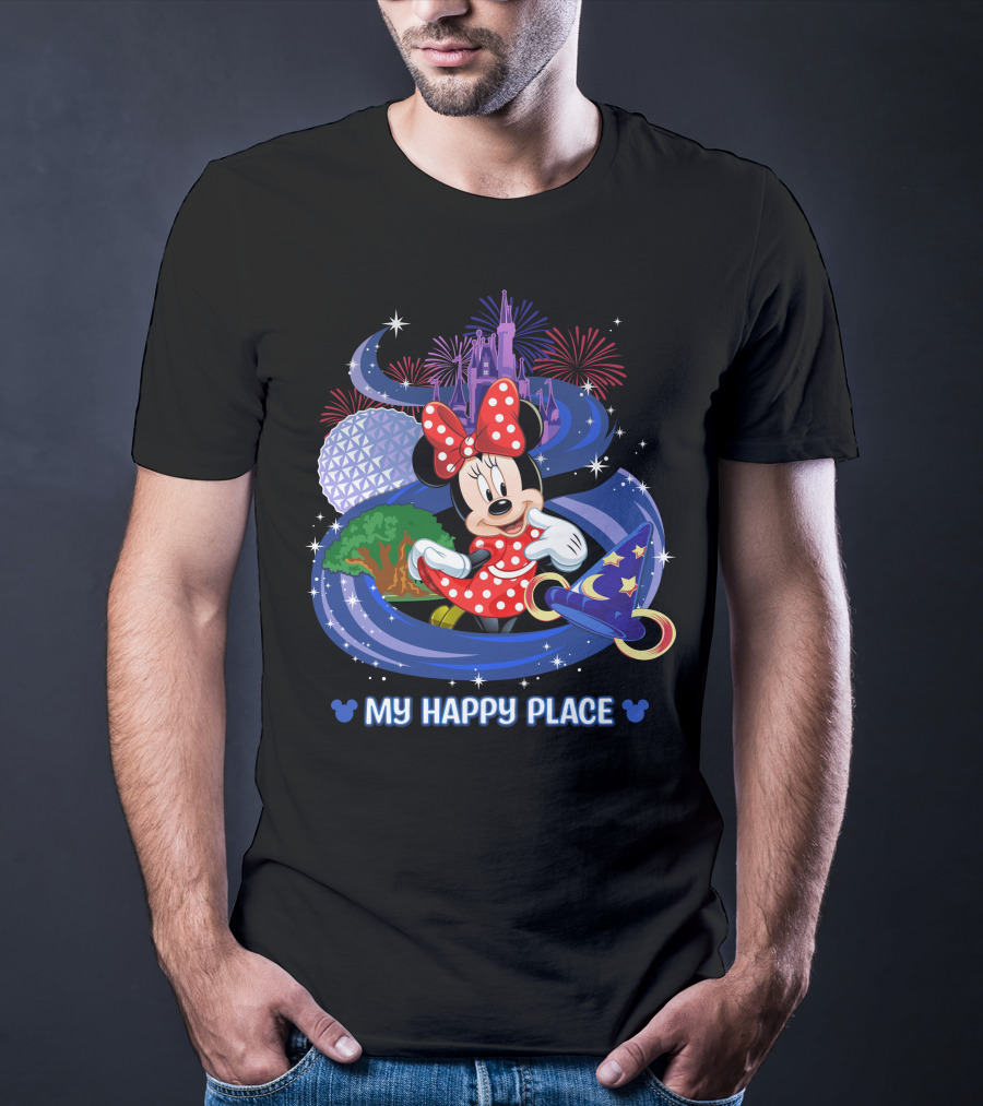 My Happy Place Minnie Mouse Fireworks Disney Theme Park Magic T-Shirt