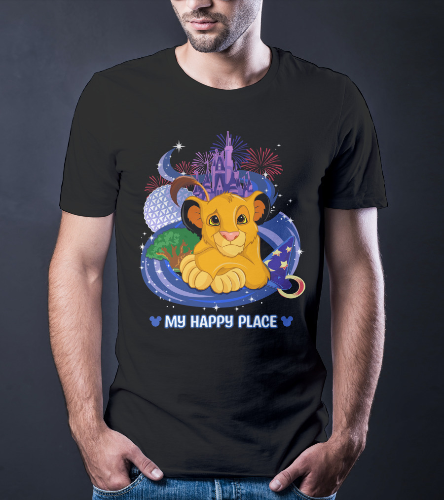 My Happy Place Simba Disney Castle Fireworks Night Magic T-Shirt