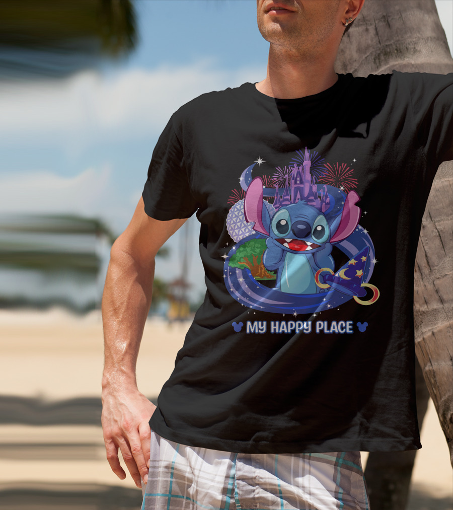 Stitch My Happy Place Disney Theme Park Magic T-Shirt
