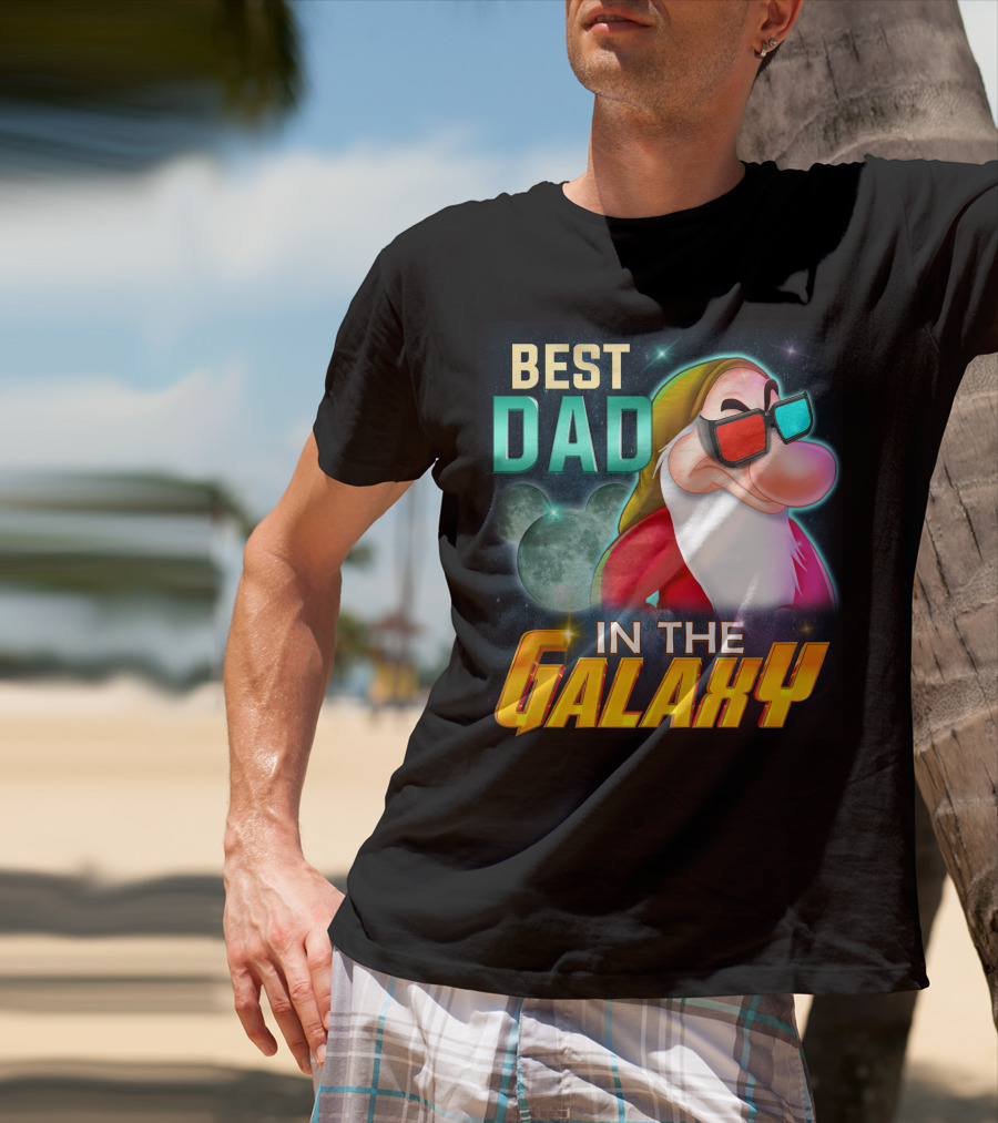 Best Dad In The Galaxy Grumpy 3D Glasses Moon T-Shirt