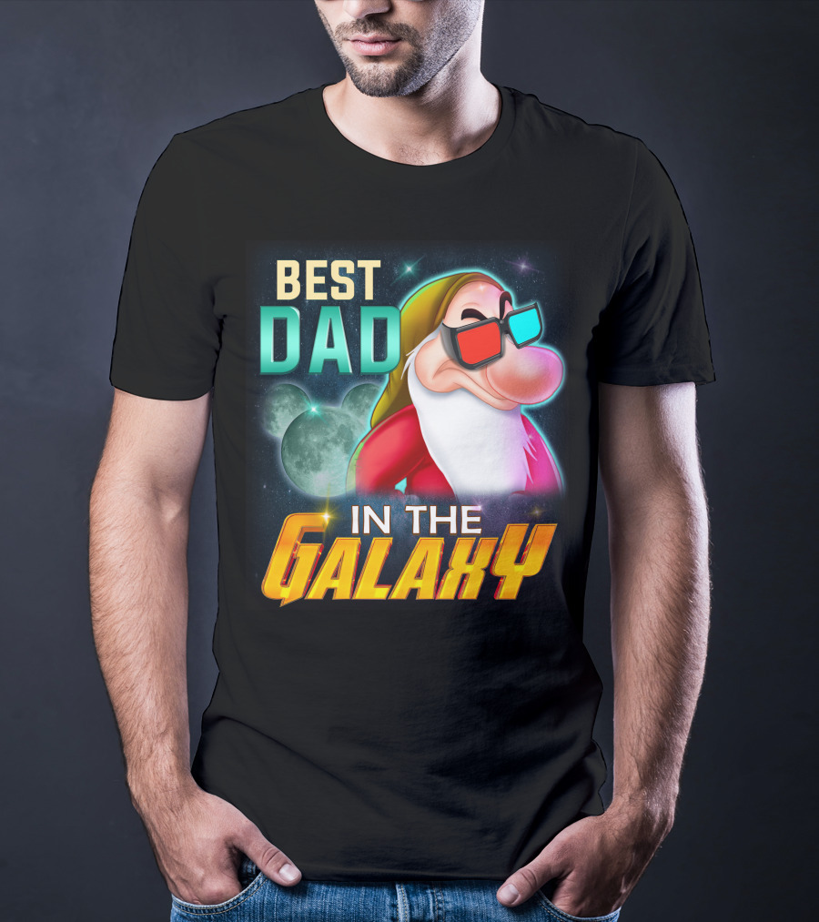 Best Dad In The Galaxy Grumpy 3D Glasses Moon T-Shirt