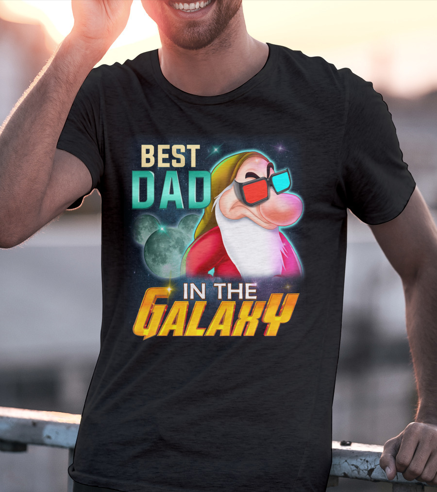 Best Dad In The Galaxy Grumpy 3D Glasses Moon T-Shirt