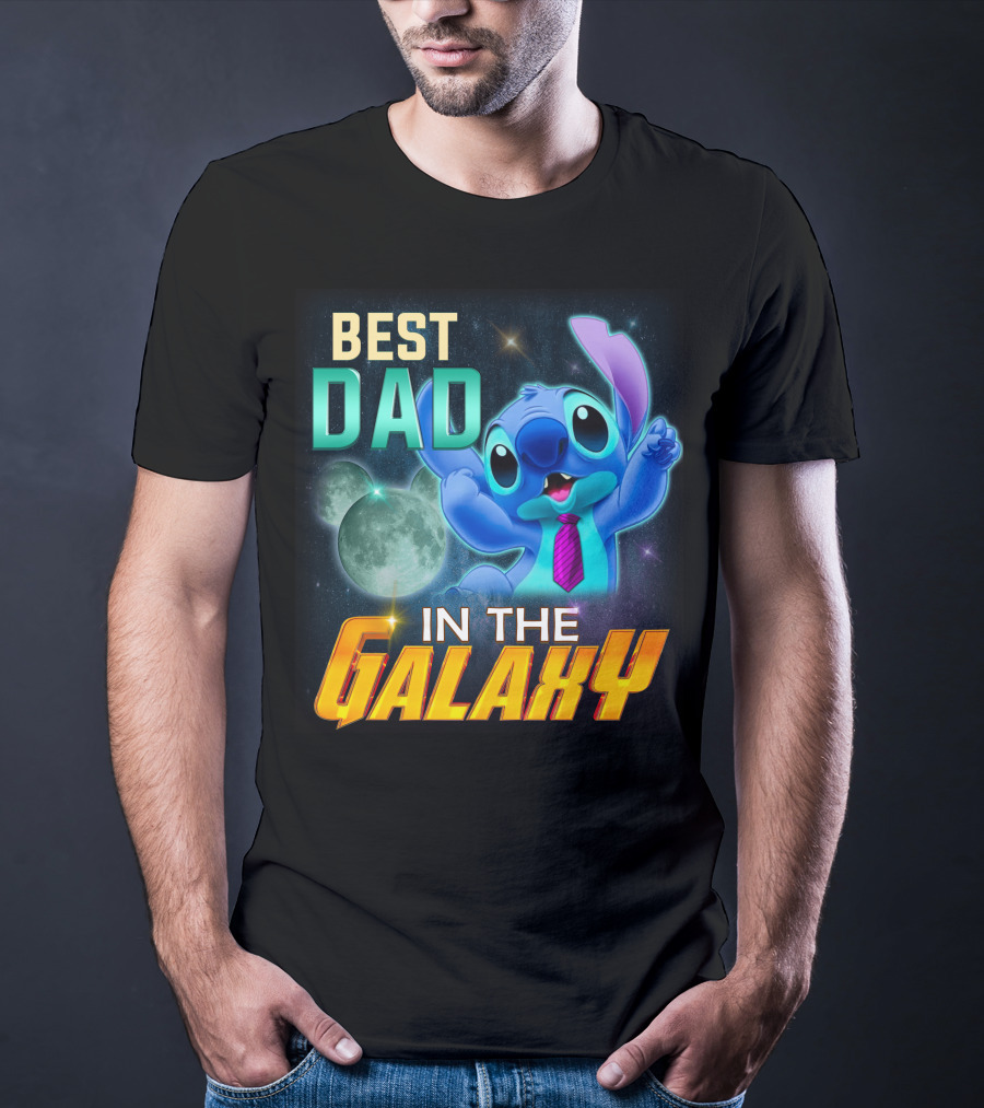 Best Dad IN The Galaxy Stitch T-Shirt