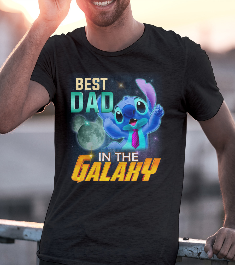 Best Dad IN The Galaxy Stitch T-Shirt