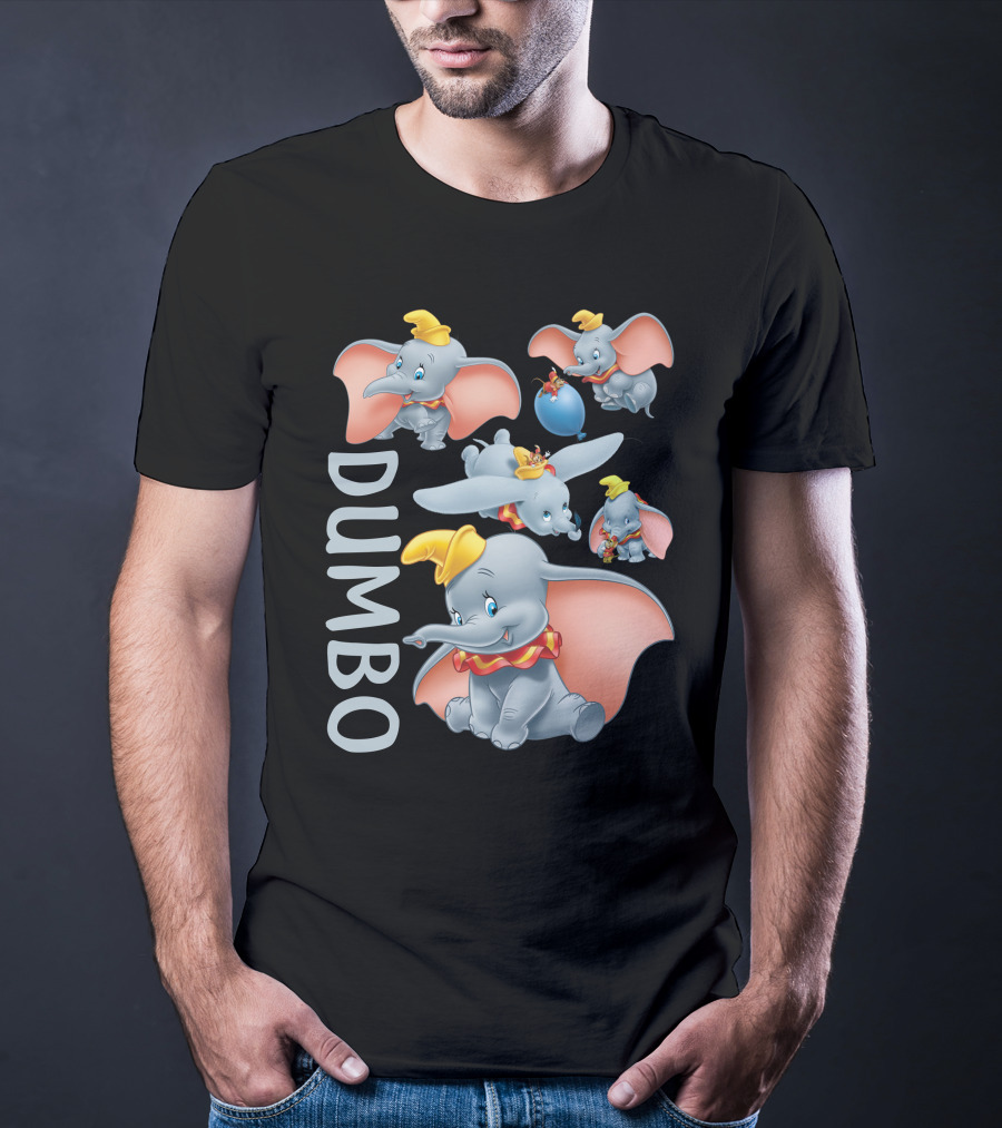Dumbo Cute Flying Elephant With Yellow Hat And Pink Ears T-Shirt
