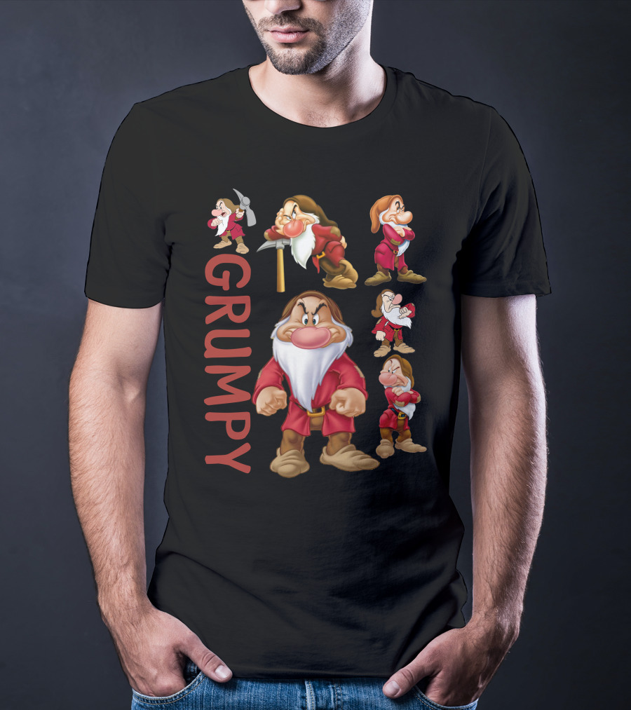 Grumpy Seven Dwarf Character Multiple Poses Classic Disney Mood T-Shirt