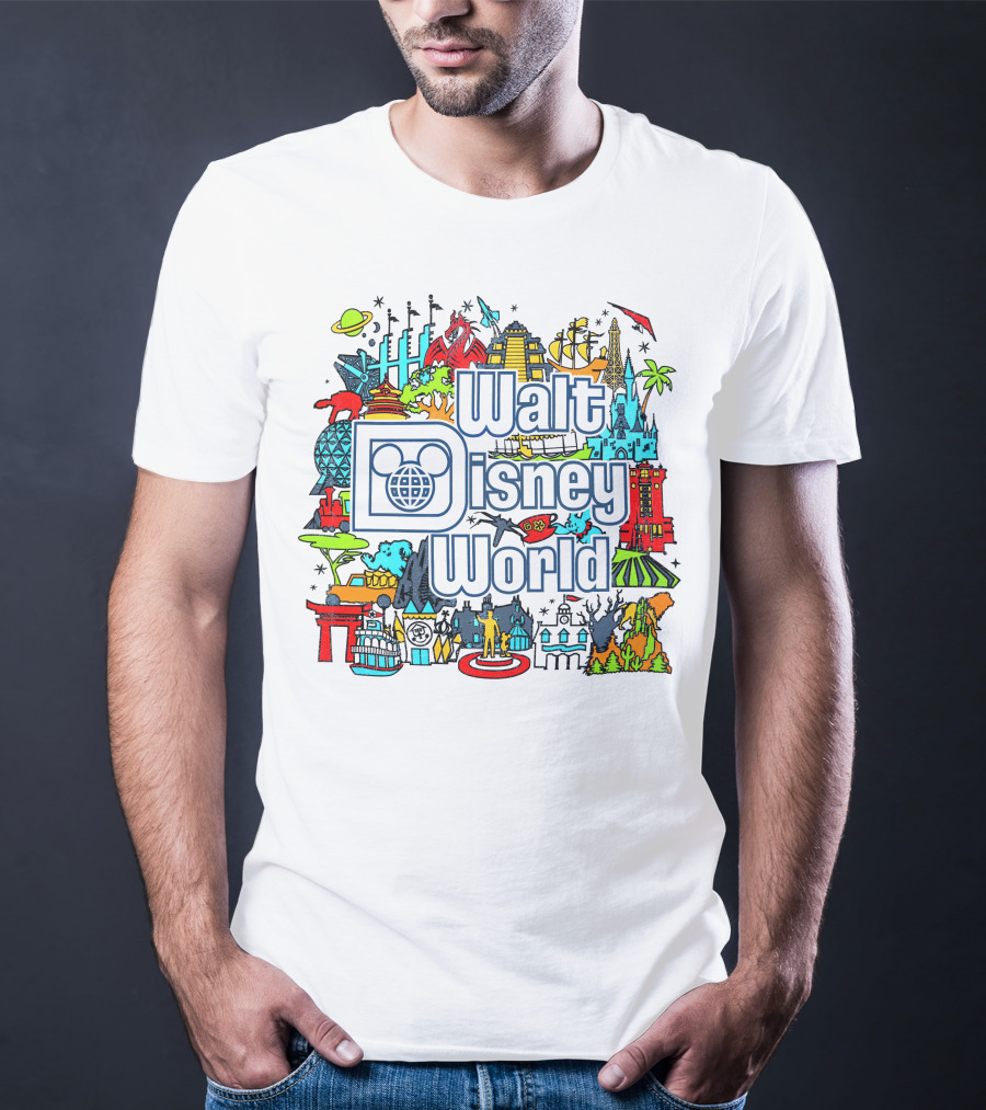 Walt Disney World Landmarks And Attractions Collage T-Shirt