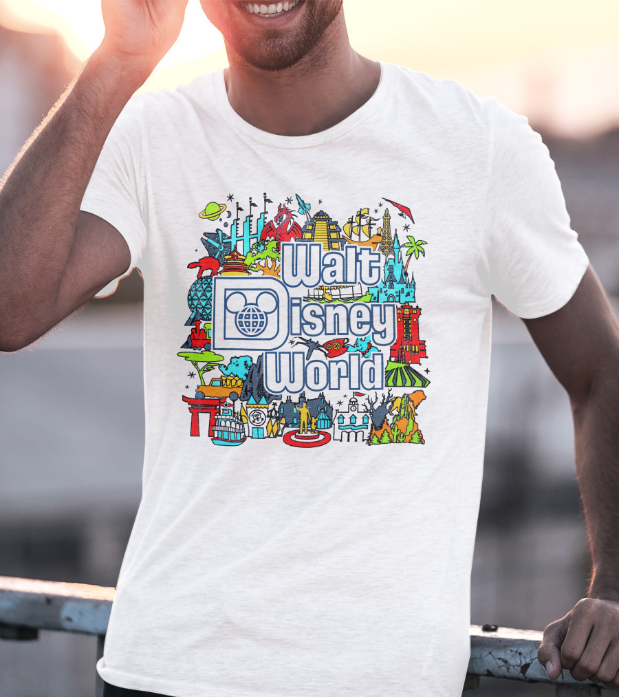 Walt Disney World Landmarks And Attractions Collage T-Shirt