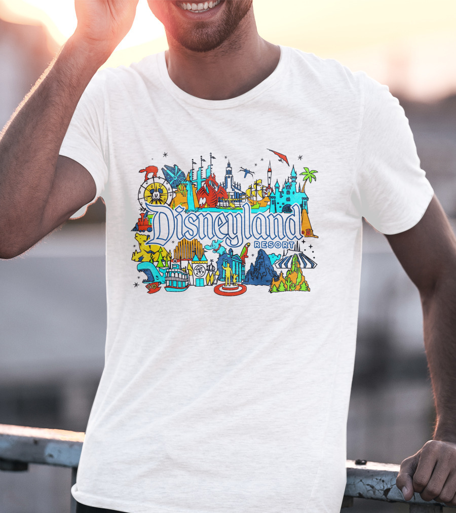 Disneyland Resort Iconic Attractions And Landmarks T-Shirt