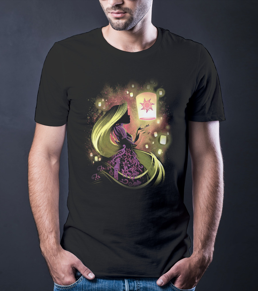 Rapunzel Lanterns And Golden Hair With Sun T-Shirt
