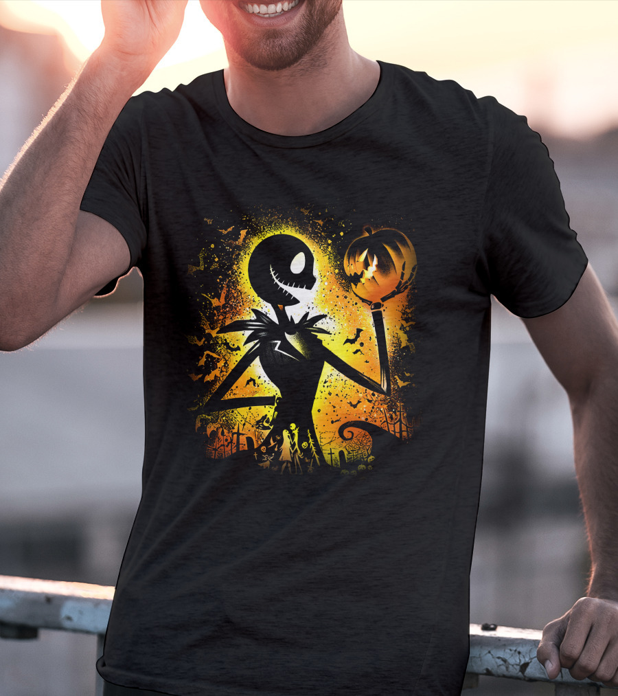 Jack Skellington Halloween Pumpkin Scene T-Shirt